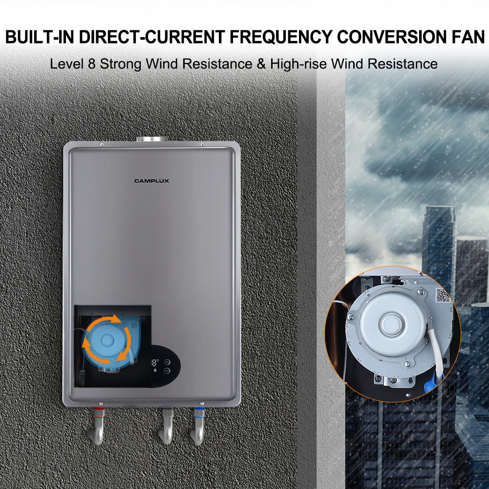 Camplux Tankless Propane Residential Water Heater - 6.86 GPM Grey