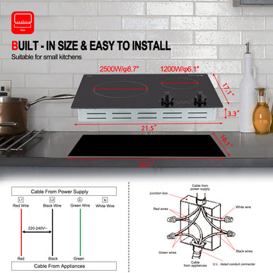 Gasland Chef 21'' Ceramic Cooktop Mechanical Knob Control - Black