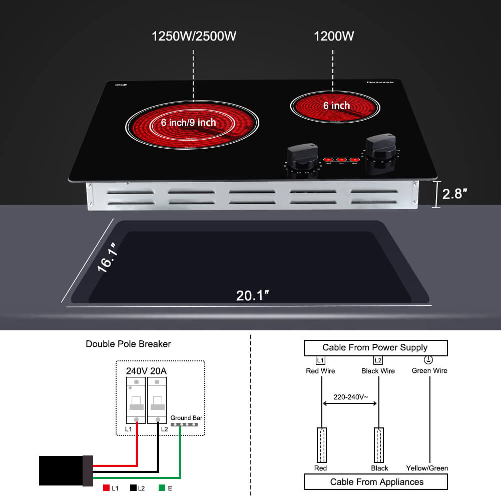 Thermomate 21'' Built-In Ceramic Cooktop - Knob Control