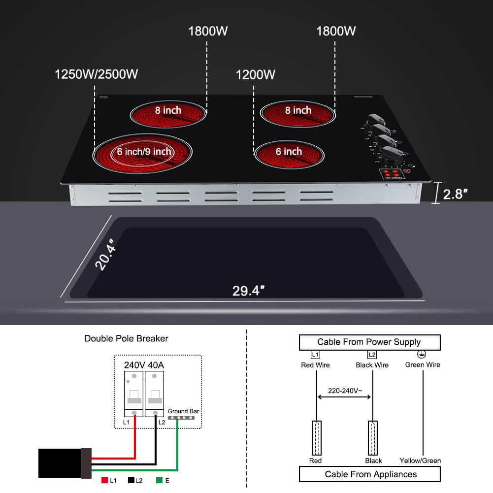 Thermomate 30'' Built-In Ceramic Cooktop - Knob Control