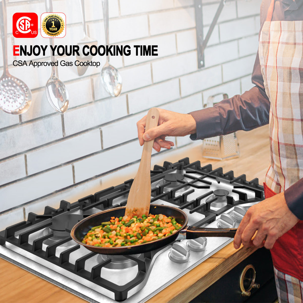 Gasland Chef 30'' Convertible Gas Cooktop w/ 4 Italy Sabaf Burners