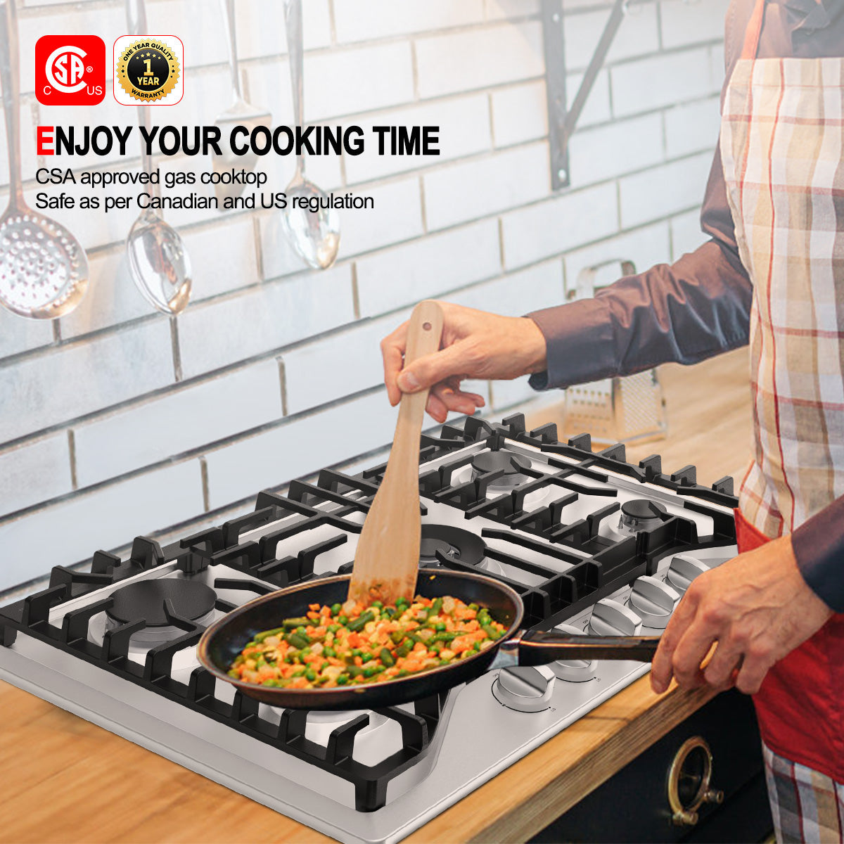 Gasland Chef 30'' Convertible Gas Cooktop w/ 5 Italy Sabaf Burners