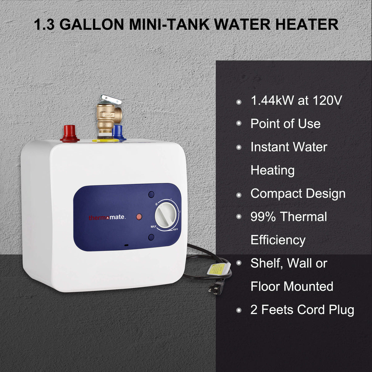 Thermomate Mini Tank Electric Water Heater - 1.3 Gallons