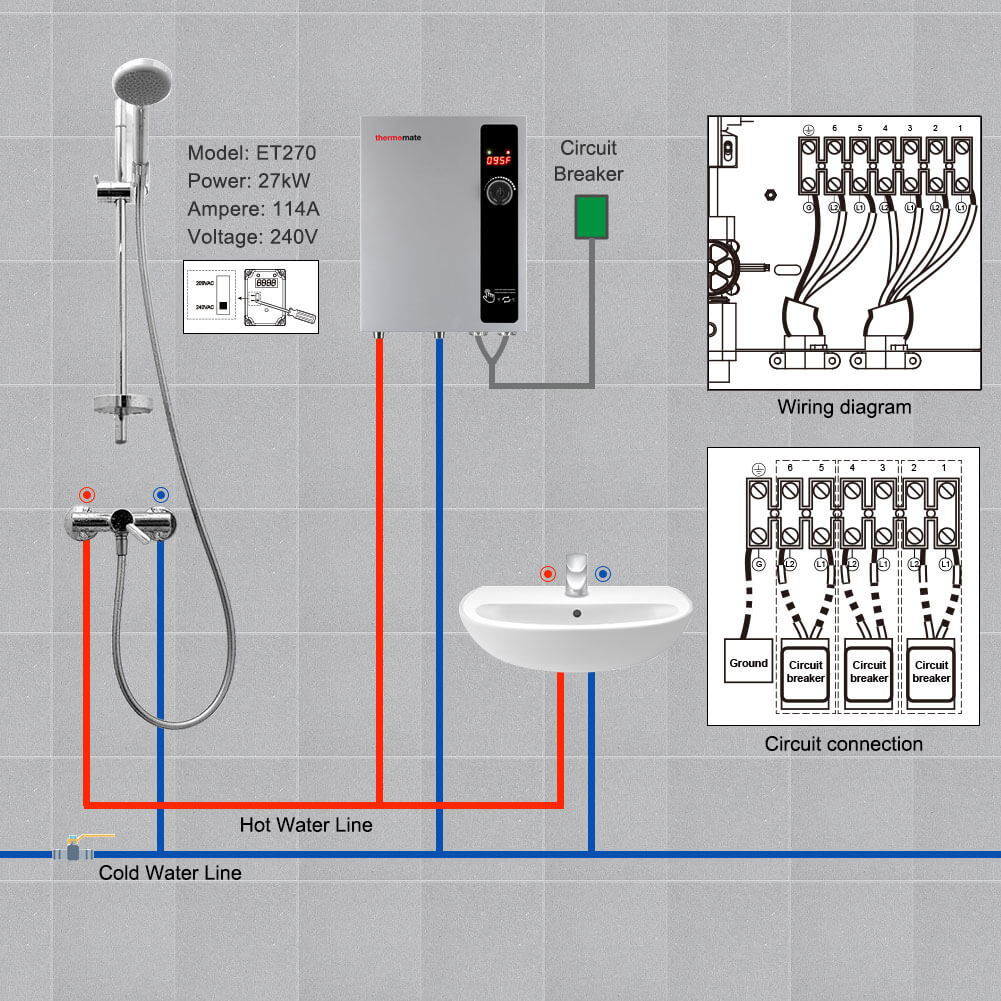 Thermomate Tankless Electric Water Heater - 240V/27kW