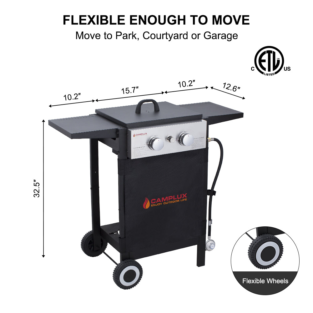 Camplux Outdoor Gas Griddle Grill Combo w/ 2 Burners