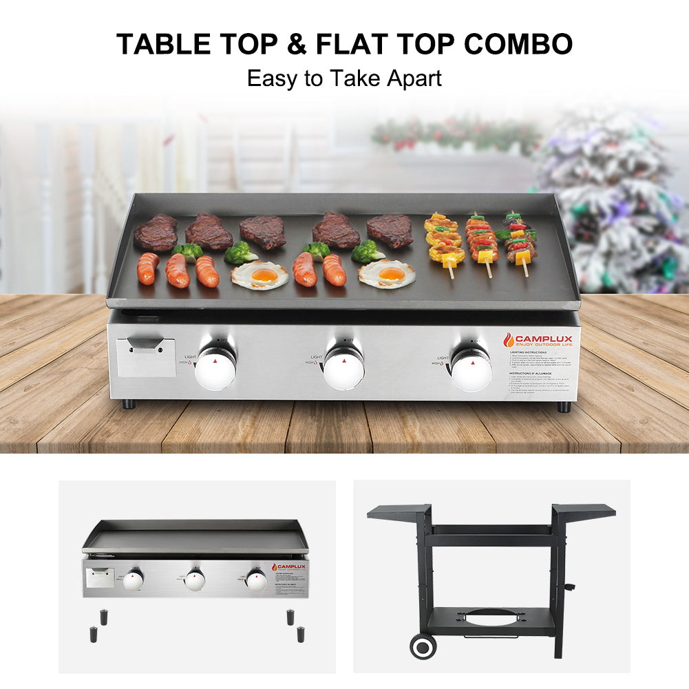 Camplux Propane Gas Grill Griddle - 33,000 BTU