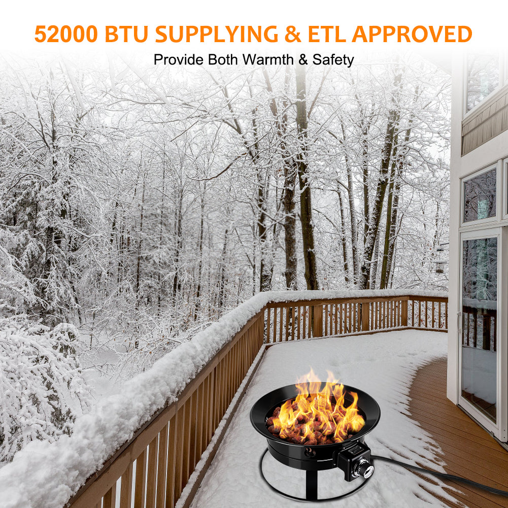 Camplux 19 Outdoor Portable Propane Gas Fire Pit - 58,000 BTU