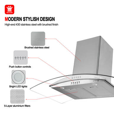 Gasland Chef 36'' Wall Mount Vent Hood w/ Tempered Glass