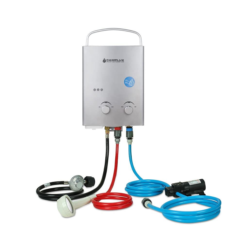 Camplux Gray 1.32 GPM Outdoor Tankless Gas Water Heaters w/ 1.2 GPM Water Pump