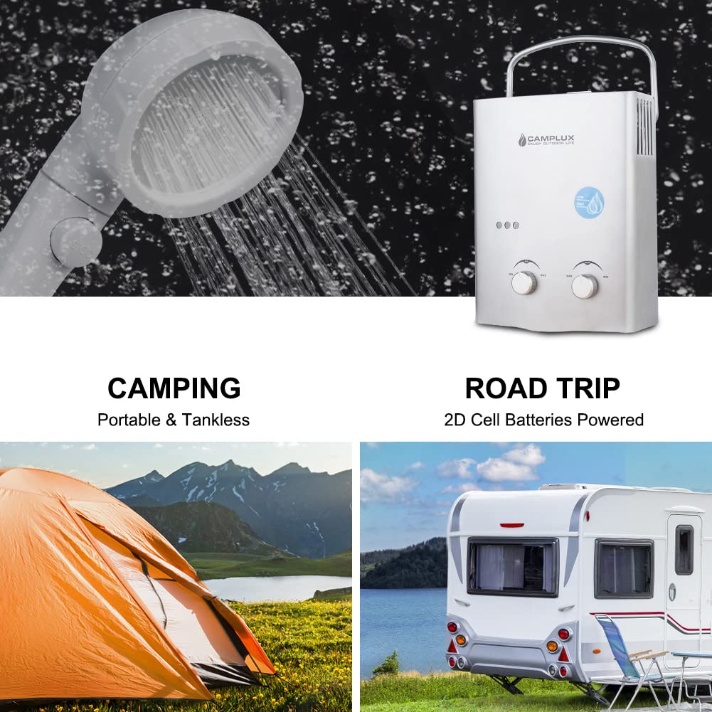 Camplux Gray 1.32 GPM Outdoor Tankless Gas Water Heaters w/ 1.2 GPM Water Pump