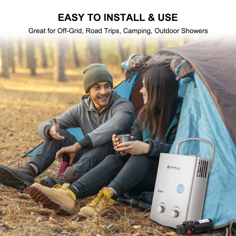 Camplux Gray 1.32 GPM Outdoor Tankless Gas Water Heaters w/ 1.2 GPM Water Pump