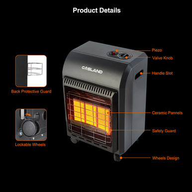 Gasland Ultra Quiet Propane Radiant Heater w/ LP Regulator Hose