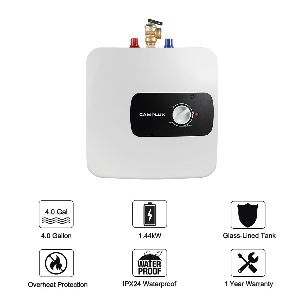 Camplux Mini Tank Electric Water Heater - 4 Gallon