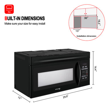 Gasland Chef 30'' Over-the-Range Microwave Oven - Black