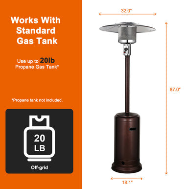 Gasland Outdoor 87'' Patio Heater - Warm Area Up to 132 sq. ft - Bronze
