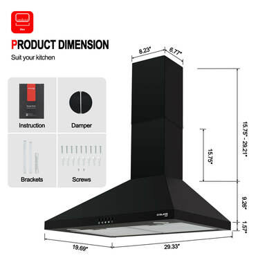 Gasland Chef 30'' Wall Mount Range Hood - Push Button Control