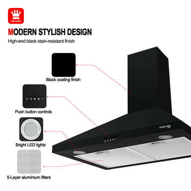 Gasland Chef 30'' Wall Mount Range Hood - Push Button Control