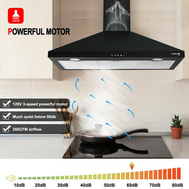 Gasland Chef 36 Wall Mount Range Hood - Push Button Control - Black