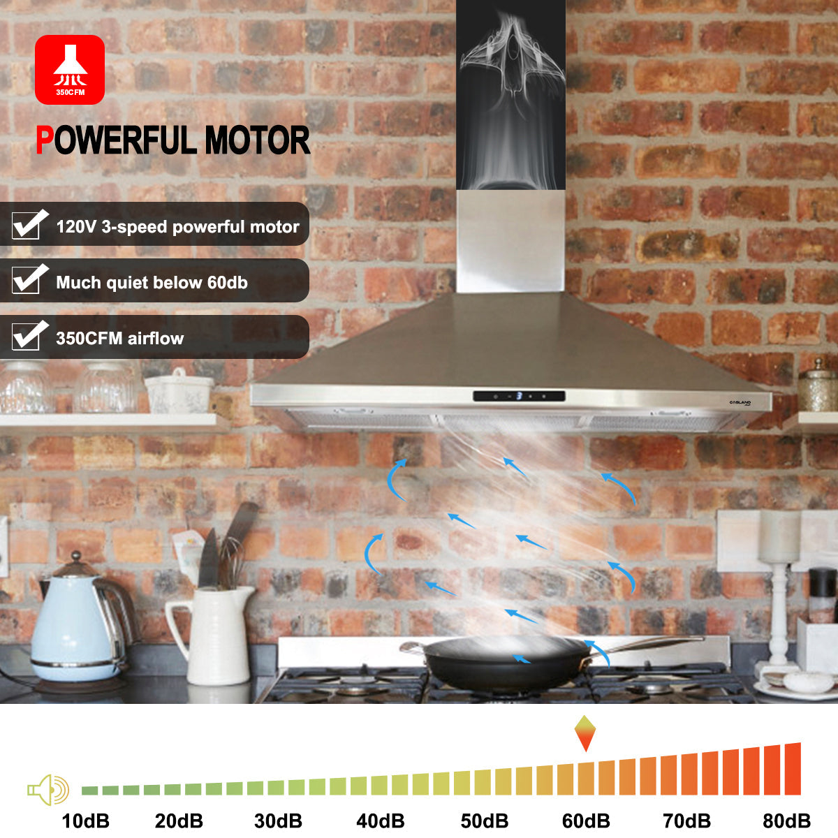 Gasland Chef 36'' Wall Mount Kitchen Hood - Ducted/Ductless