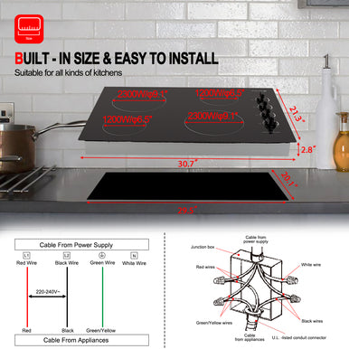 Gasland Chef 30'' Ceramic Cooktop - Mechanical Knob Control