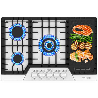 Gasland Chef 30'' Gas Cooktop w/ Reversible Cast Iron Grill/Griddle