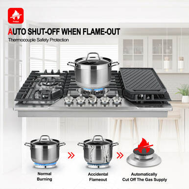 Gasland Chef 30'' Gas Cooktop w/ Reversible Cast Iron Grill/Griddle
