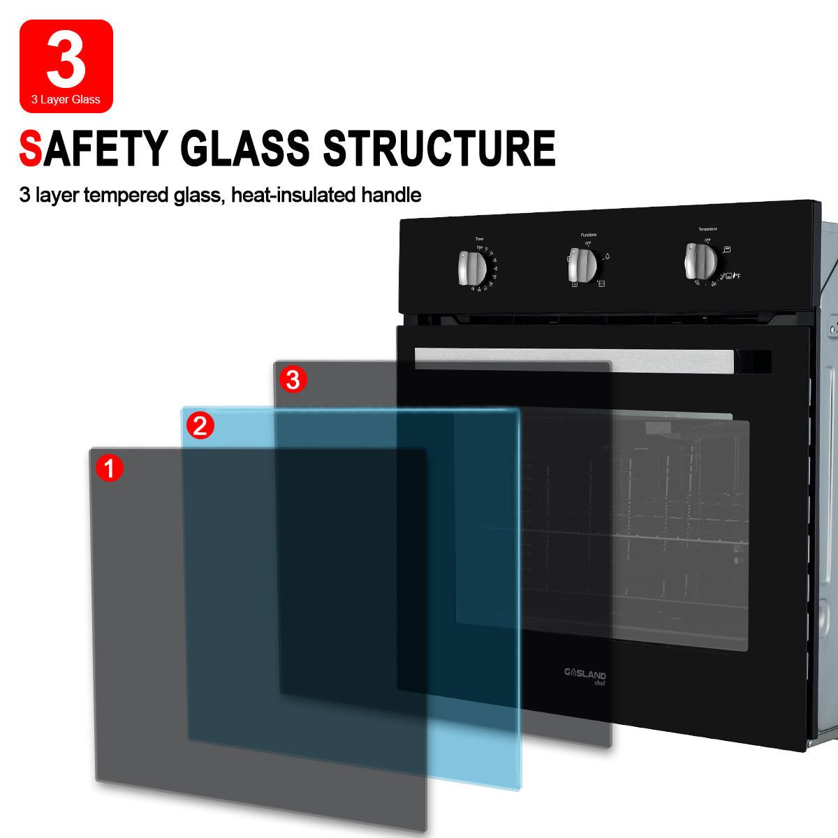 Gasland Chef 24'' Built-In Natural Single Wall Gas Oven - Black