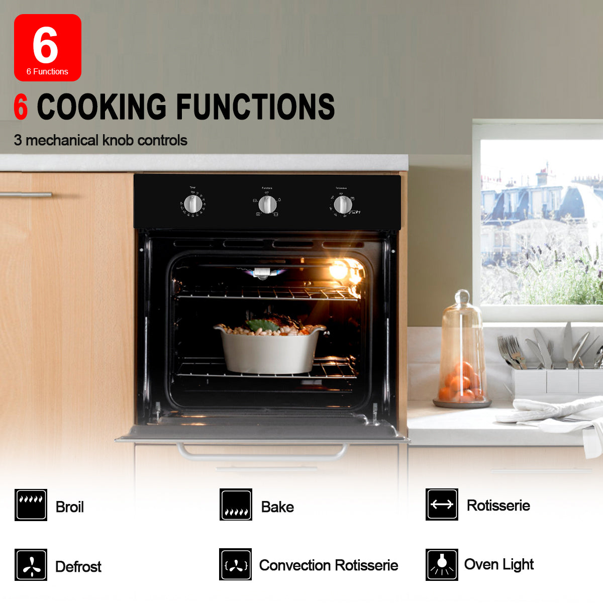 Gasland Chef 24'' Built-In Natural Single Wall Gas Oven - Black