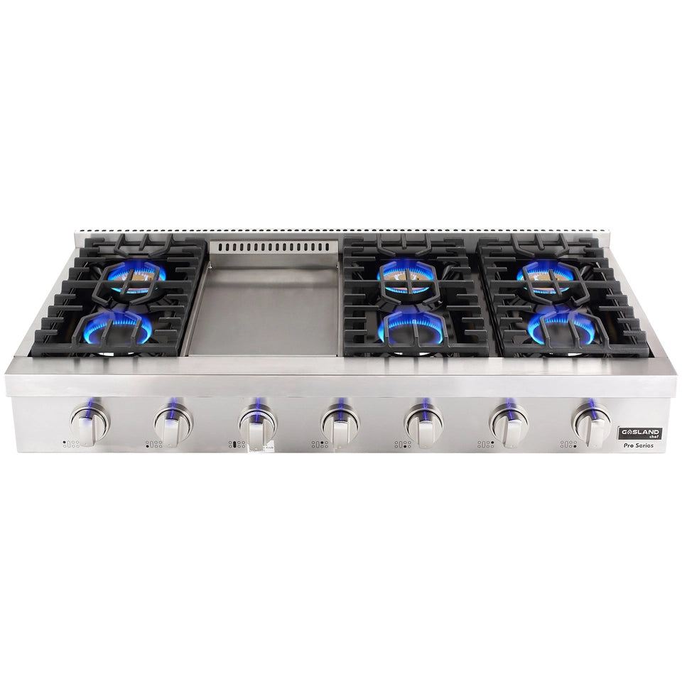 Gasland Chef 48'' Gas Cooktop w/ 6 Deep Recessed Sealed Burners & Griddle