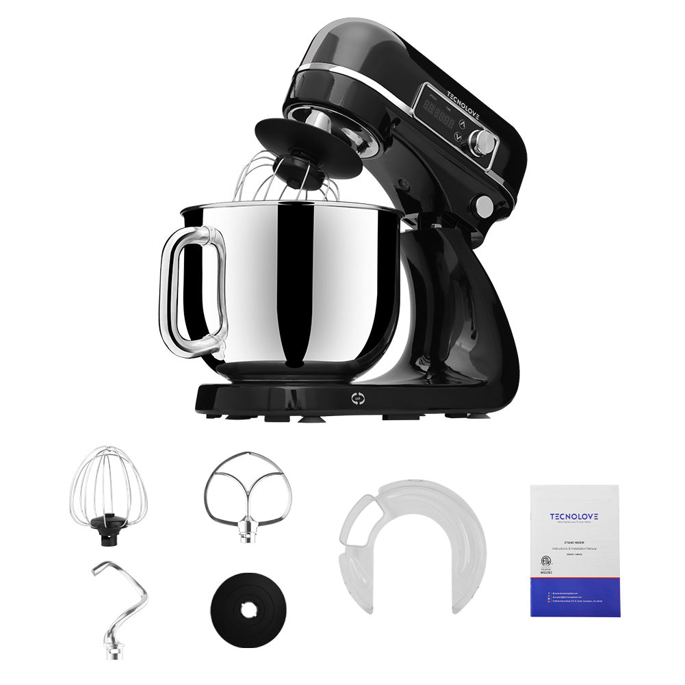 Tecnolove 6-Quart 12-Speed Stand Mixer - All Metal with Mixing Bowl