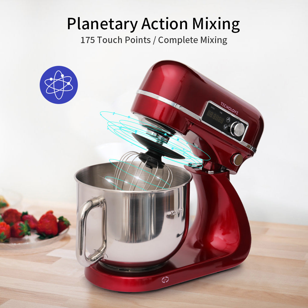 Tecnolove 6-Quart 12-Speed Stand Mixer - All Metal with Mixing Bowl