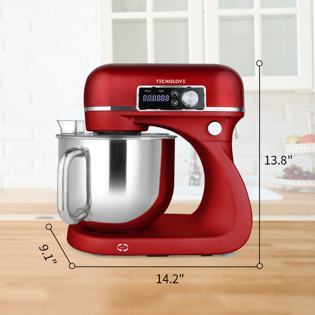 Tecnolove 6-Quart 12-Speed Stand Mixer - All Metal with Mixing Bowl