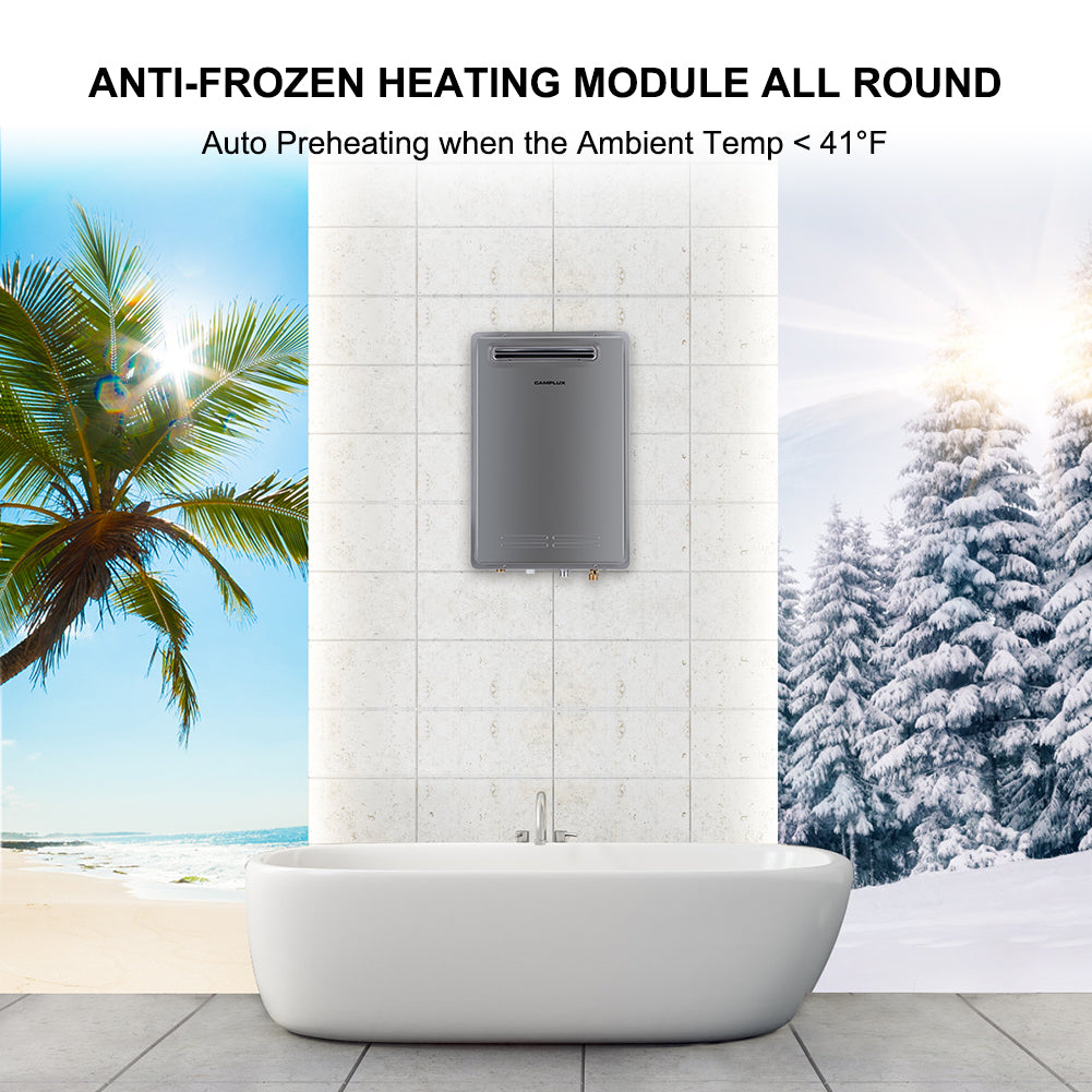 Camplux Propane Gas Tankless Water Heater - 6.86 GPM Grey