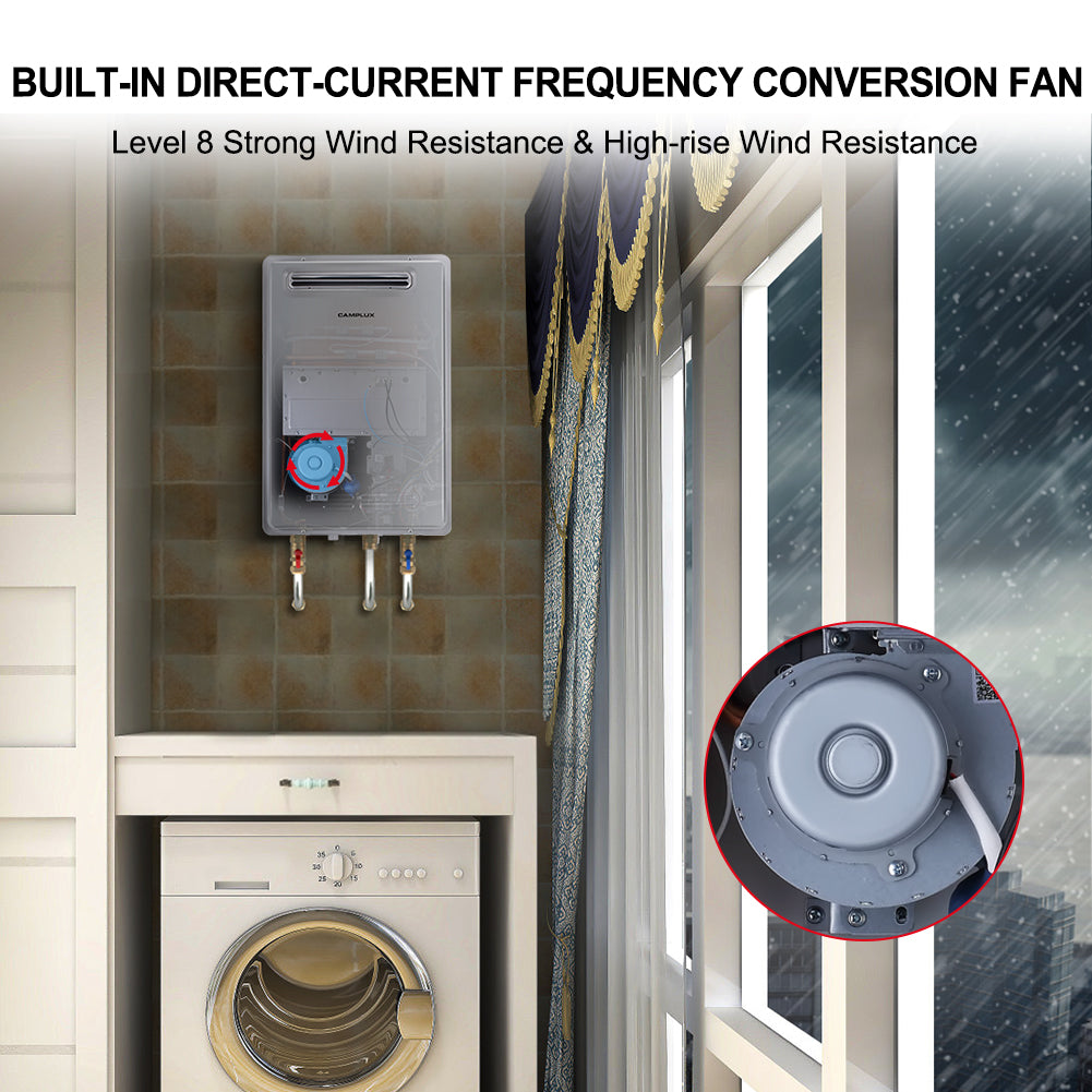 Camplux Natural Gas Tankless Water Heater - 6.86 GPM Grey