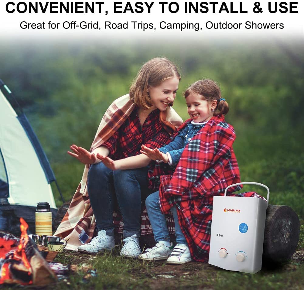 Camplux White 1.32 GPM Outdoor Tankless Gas Water Heaters w/ 1.2 GPM Water Pump