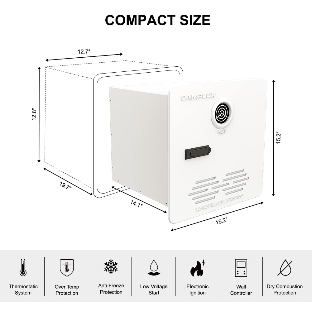 Camplux 2.64 GPM RV Tankless Hot Water Heaters w/ Door & Remote Control