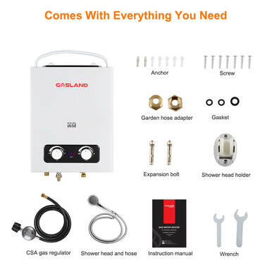 Gasland Outdoor Propane Tankless Water Heater - 1.5GPM 6L - White