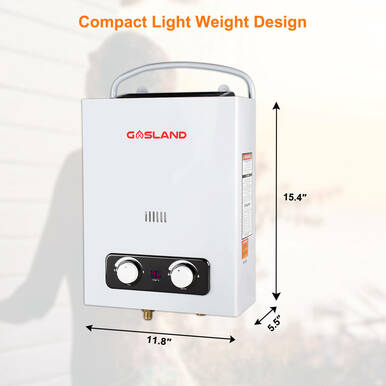 Gasland Outdoor Propane Tankless Water Heater - 1.5GPM 6L - White