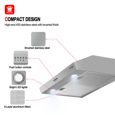 Gasland Chef 30'' Under Cabinet Range Hood - Push Button Control