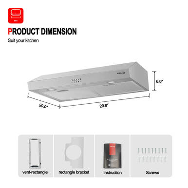 Gasland Chef 30'' Under Cabinet Range Hood - Push Button Control