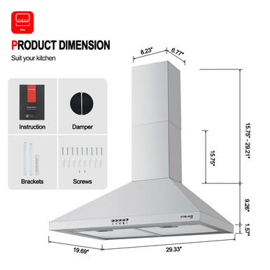 Gasland Chef 30'' Wall Mount Range Hood - Push Button Control